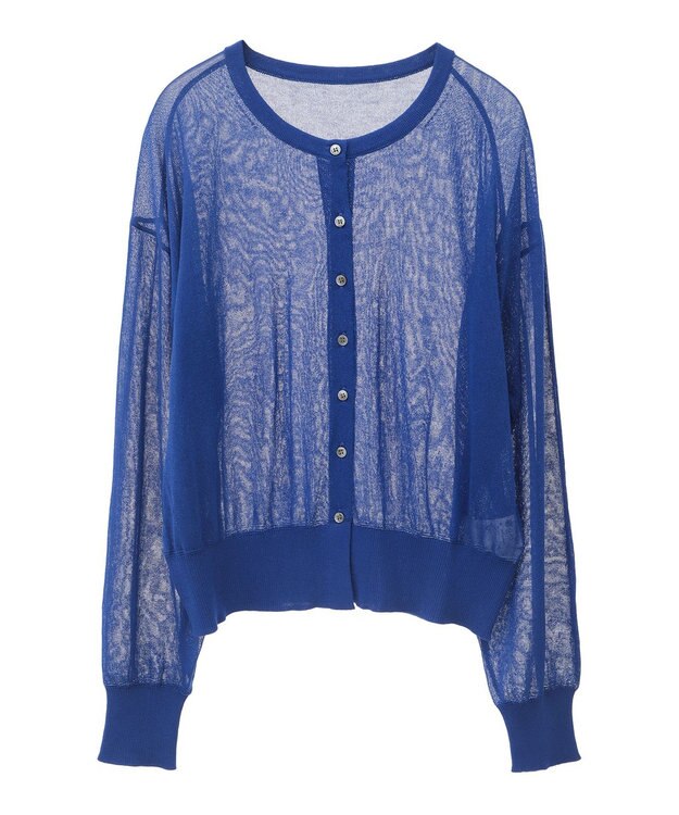 earth music&ecology 【予約】接触冷感シアークルーニットカーディガン ブルー