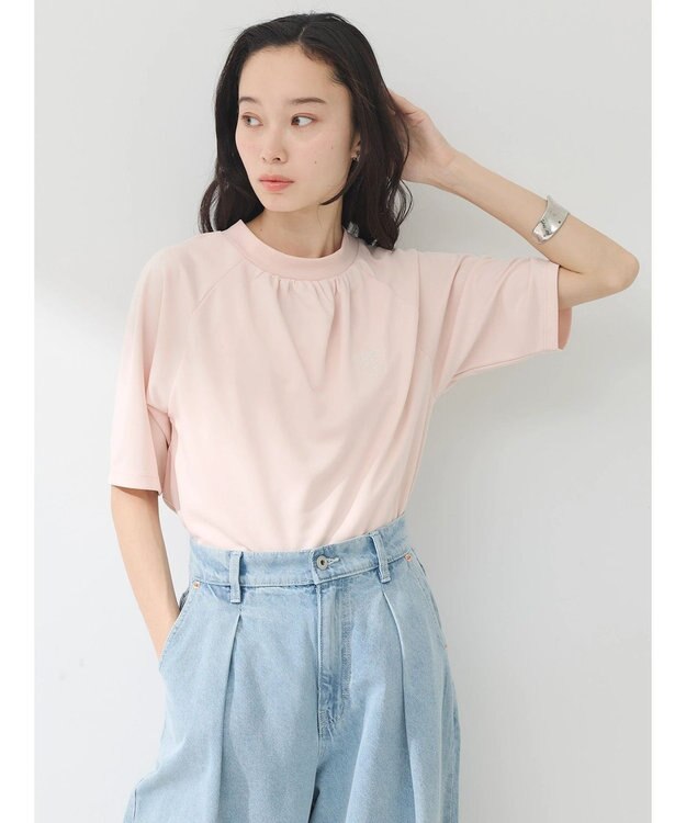 earth music&ecology スポーティー刺繍ロゴＴ Pink Orange