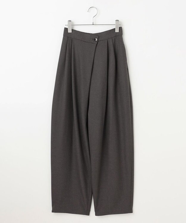 #Newans 【洗える】スラントフロントコクーンパンツ グレー