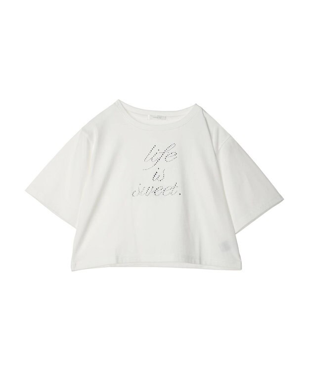 Green Parks ・ｓｗｉｎｇ　ｂｙ　ラインストーンロゴショートＴＥＥ Off White