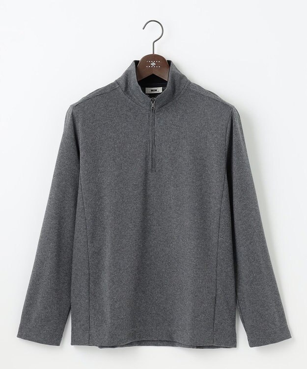 JOSEPH ABBOUD 【保温性/軽量り/ジャパンファブリック】ストライプジャカードジップ  プルオーバー グレー系1