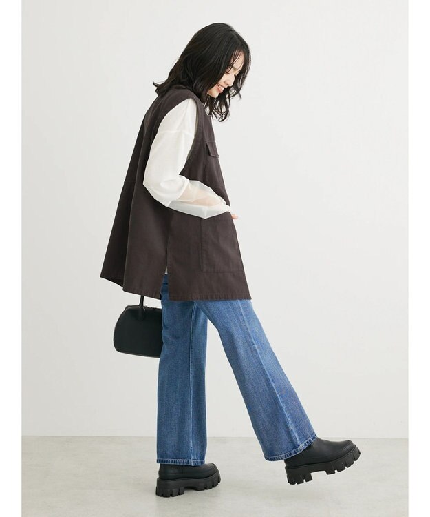 Green Parks 袖チュールドッキングシアープルオーバー Off White