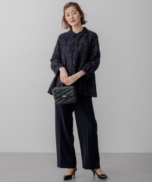 23区 L 【VERYコラボ】ボタニカル カットジャカード ブラウス ネイビー系