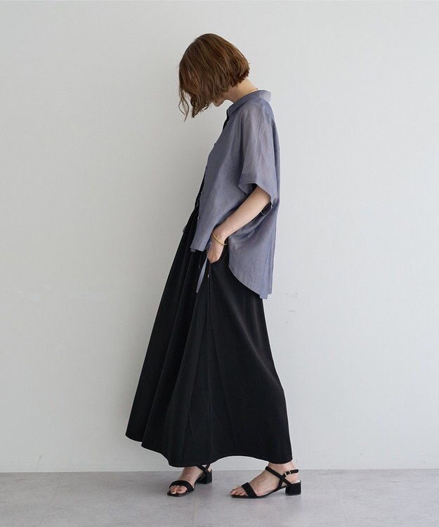 YECCA VECCA サイドスリットドロストシャツ Navy