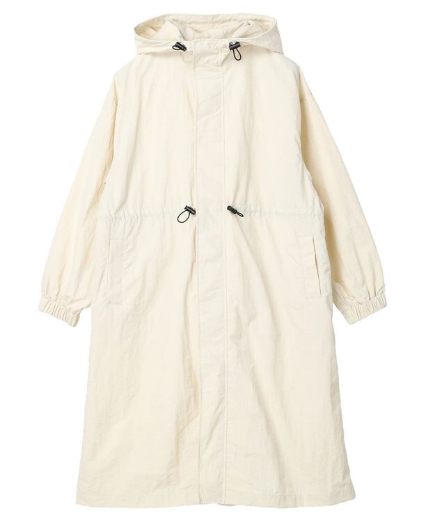 Green Parks フーデットロングコート Ecru