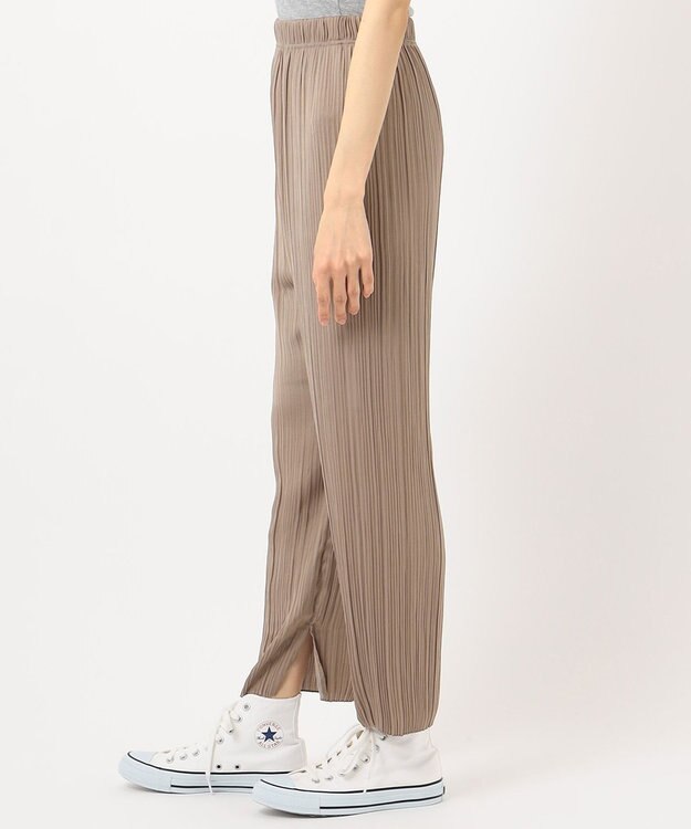 SHARE PARK LADIES 【洗える】アンティークサテンプリーツパンツ ダークブラウン系