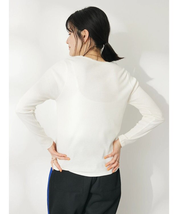 CRAFT STANDARD BOUTIQUE フリルテープリブカットプルオーバー Off White