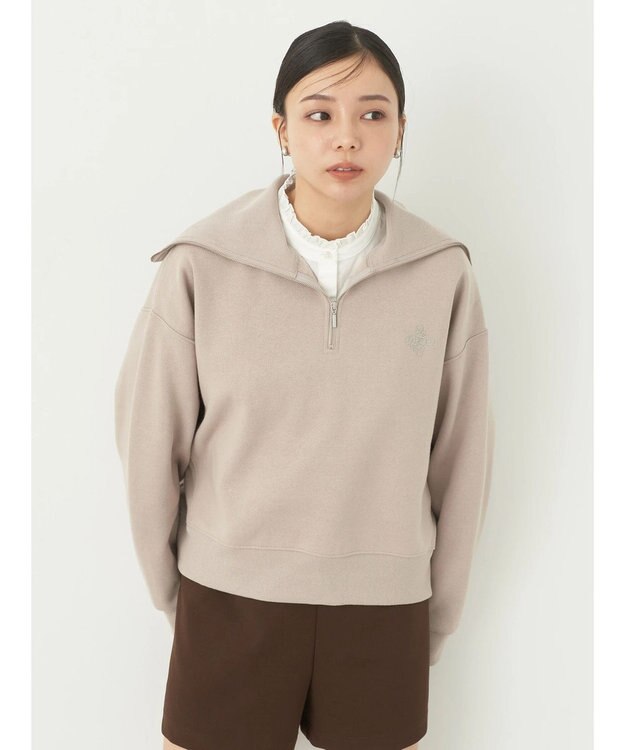 earth music&ecology ハーフＺＩＰ裏起毛プルオーバー Pink Beige