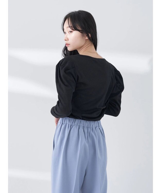 earth music&ecology パフスリーブクレープリブインナー Black