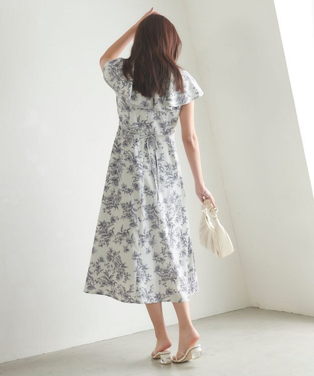 Feroux ラッフルバイカラートリム ワンピース サックスブルー系3