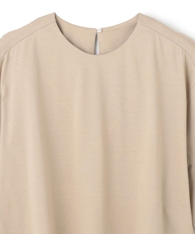 BEIGE， 【洗える】DUOMO / コットンスリットスリーブトップス Taupe