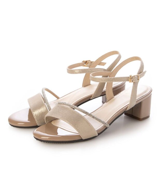 Riz raffinee <Riz raffinee>ラインストーン付サンダル ベージュメタリック