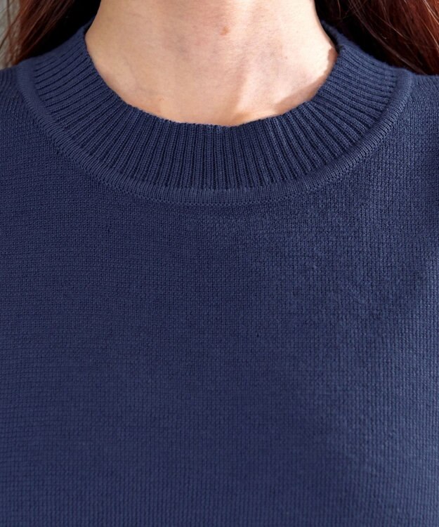 Tiaclasse L 【洗える】ボリュームリボン袖ニットコンビチュニック ブルー