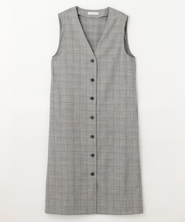 ANY 【2WAY・洗える】Vネック ジレワンピース グレンチェック