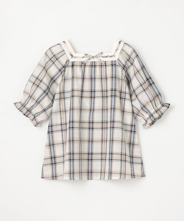 組曲 KIDS 【110-140㎝】プランタンチェック ブラウス ベージュ