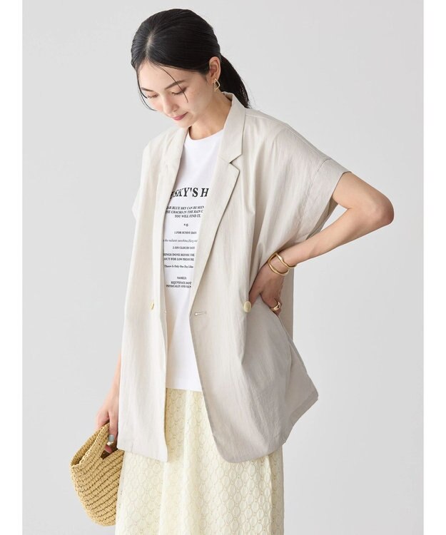 AMERICAN HOLIC 接触冷感Ｗボタンジレ Gray Beige