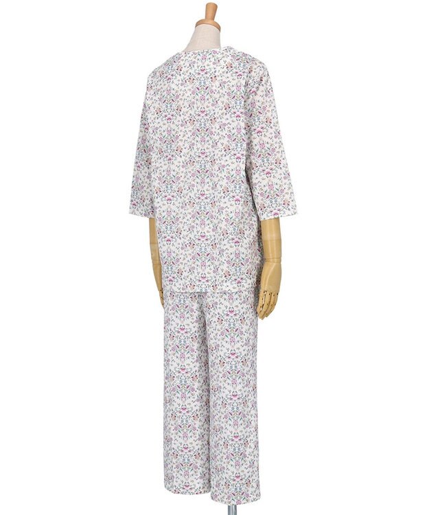 WACOAL ワコール_リラックス＆スリープ パジャマ 7分袖 長袖 長ズボン 綿100%(本体) ミントン レディース NDT256 /ワコール アイボリー