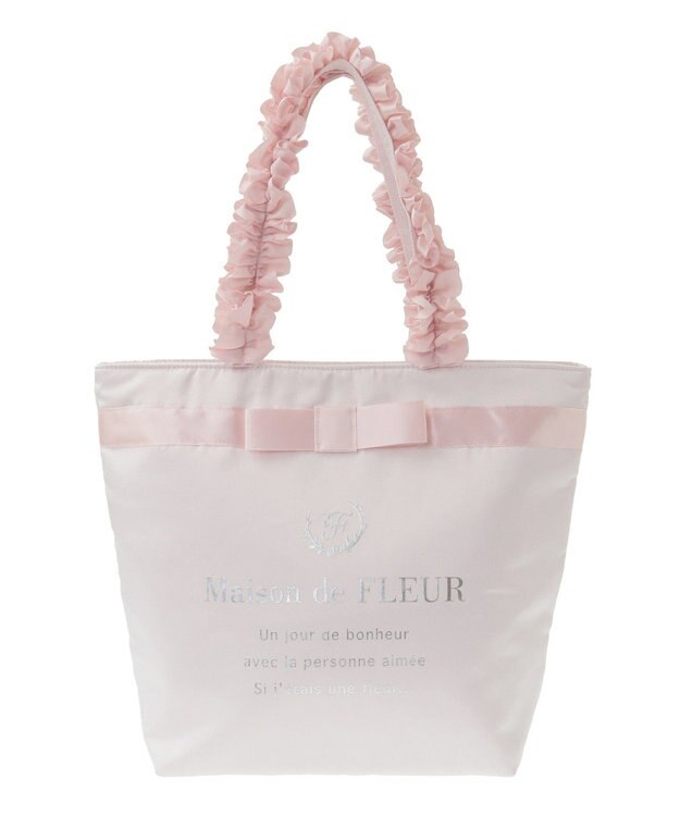 Maison de FLEUR ブランドロゴフリルハンドルトートMバッグ Pink