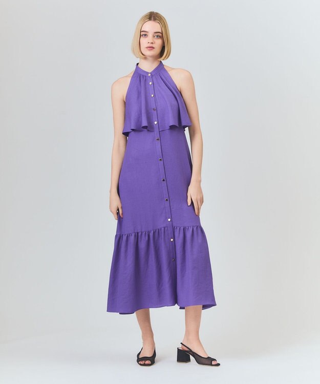 GRACE CONTINENTAL リネンライクホルタードレス パープル