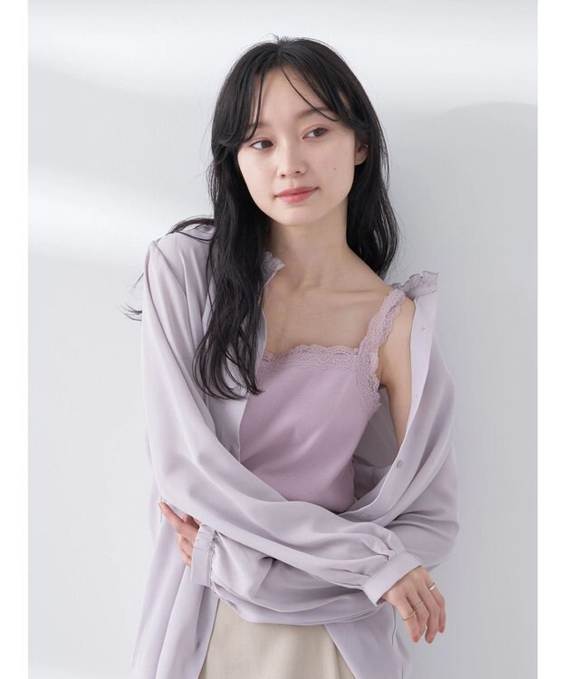 earth music&ecology ２ＷＡＹスクエア＆Vネックネックレースタンクトップ Pink