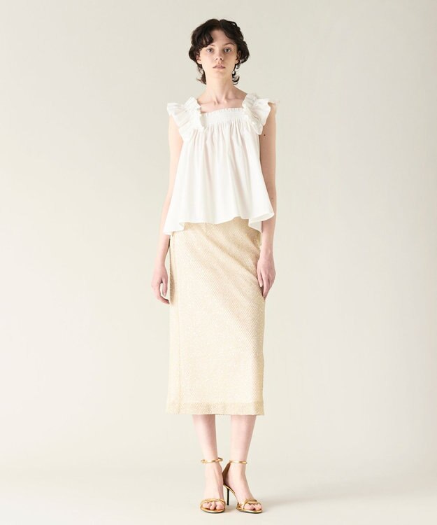 GRACE CONTINENTAL ショルダーフリルトップ ホワイト