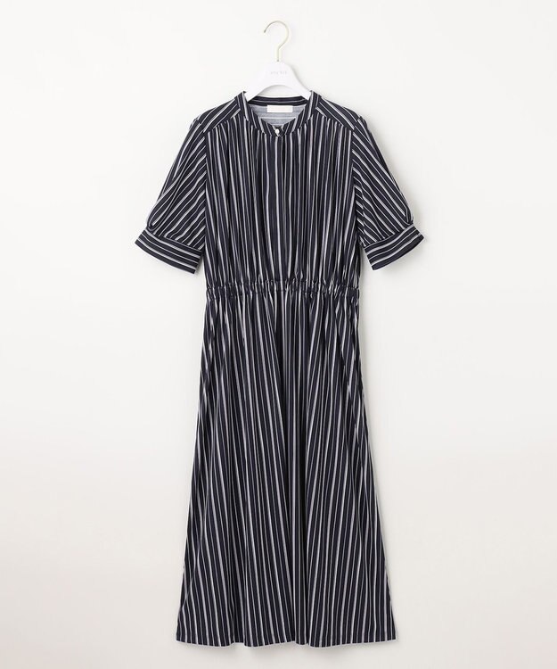 ANY SIS 【接触冷感・吸水速乾・UVケア】エアリードレープスムース ワンピース ネイビーストライプ