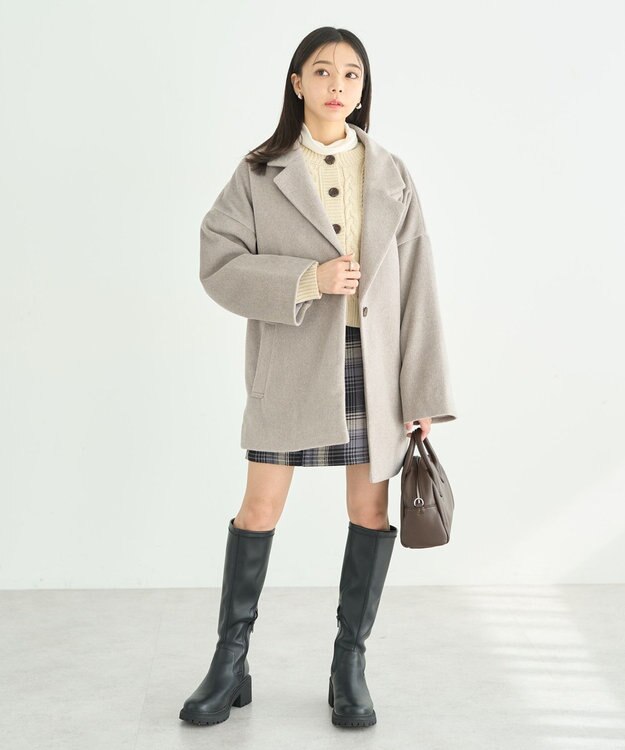 earth music&ecology オーバーテーラードジャケット　シャギー Gray Beige