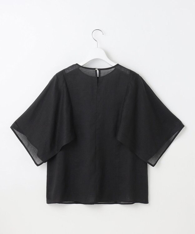 自由区 【WEB限定・接触冷感・洗える】シアーラミーローンイレギュラーヘムスリーブ ブラウス セピア