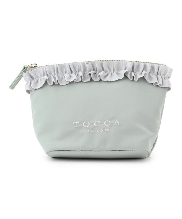 TOCCA 【撥水】FRILL GARLAND NYLON POUCH ポーチ スカイブルー系
