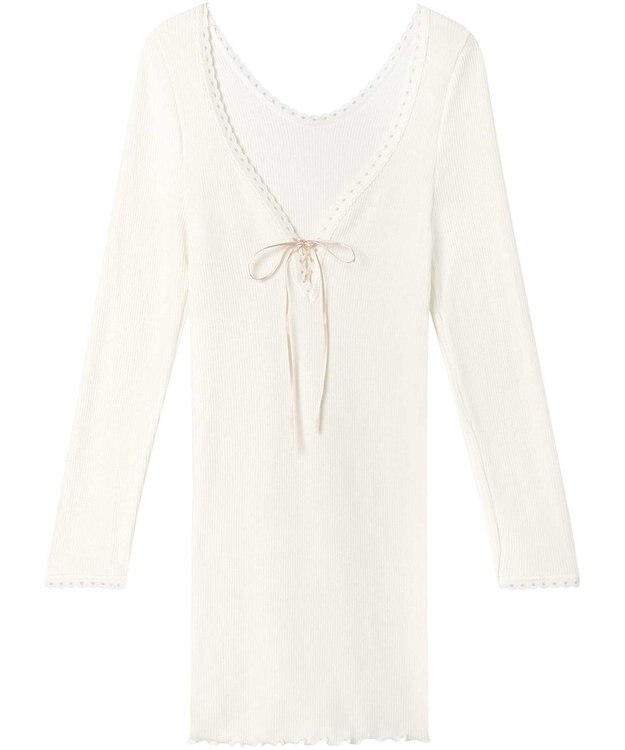 AMPHI あったかインナー 薄手 リブ素材 ９分袖 長袖 UWF360 アンフィ／ワコール アイボリー