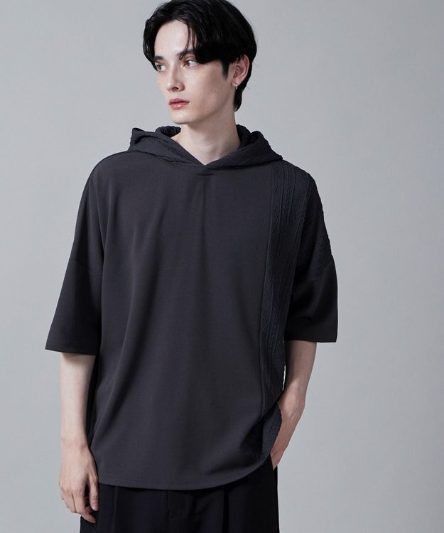 WEGO ジオメトリックブロックフードT(S) ダークグレー