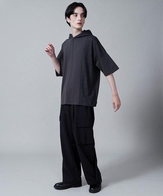 WEGO ジオメトリックブロックフードT(S) ダークグレー