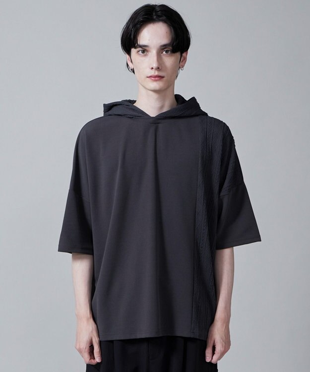 WEGO ジオメトリックブロックフードT(S) ダークグレー