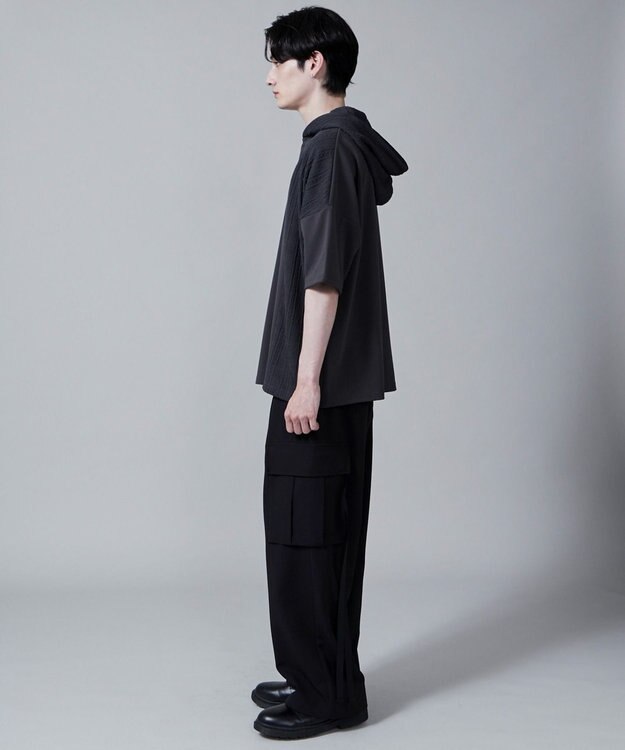 WEGO ジオメトリックブロックフードT(S) ダークグレー