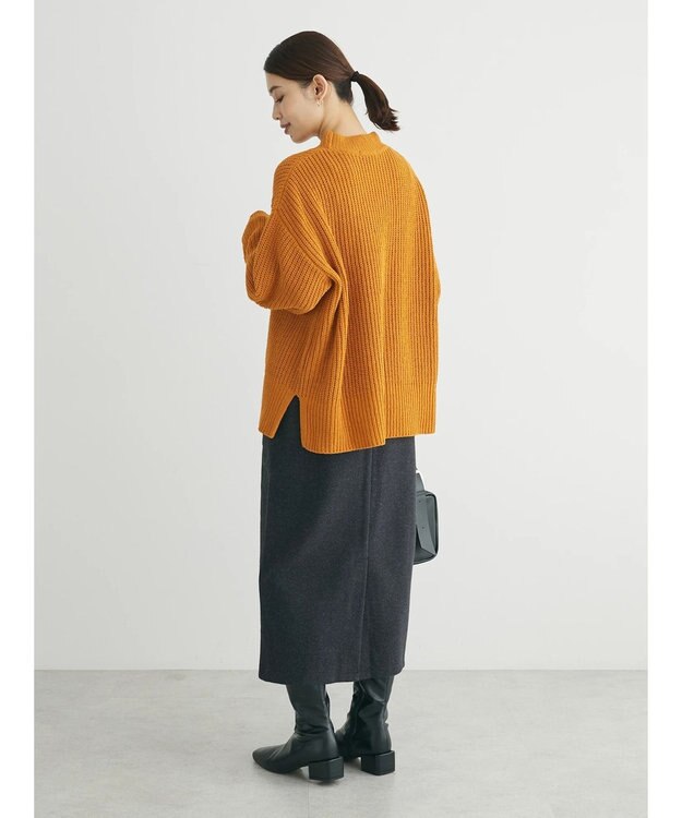 Green Parks ｍｏｋｏモール畦編みモックネックプルオーバー Yellow