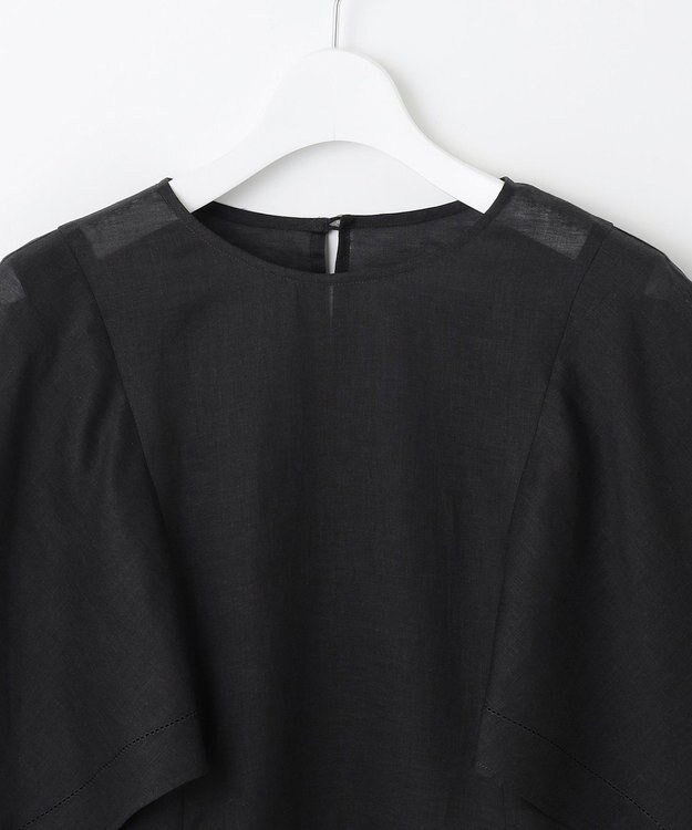 自由区 【WEB限定・接触冷感・洗える】シアーラミーローンイレギュラーヘムスリーブ ブラウス セピア