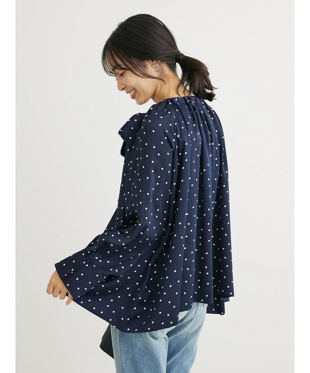 Green Parks Ｂ．ドットリボンブラウス Navy