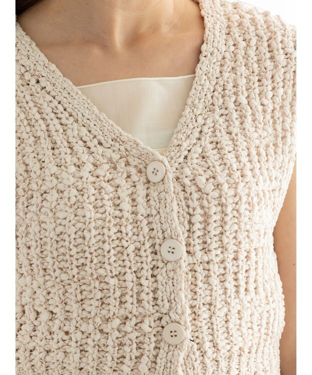 Te chichi スラブヤーンニットベスト ライトベージュ