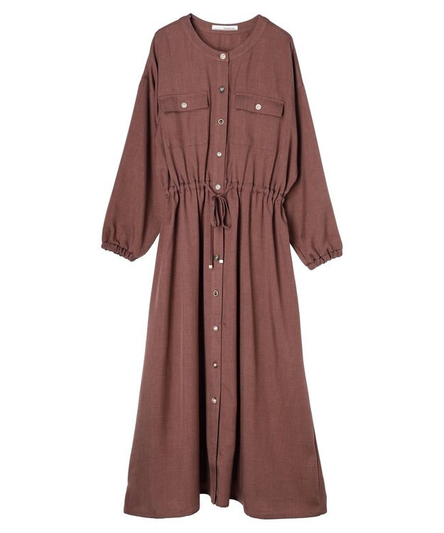 Green Parks ・ＥＬＥＮＣＡＲＥ　ＤＵＥ　イロイロ釦ドロストワンピース Brown