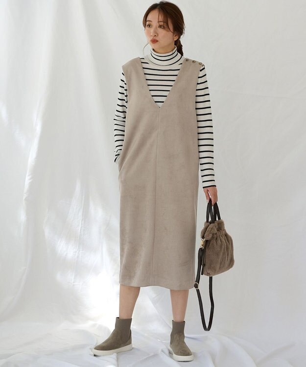 ANY L 【洗濯機可能/ストレッチ】スエードライクジャンスカ モカ