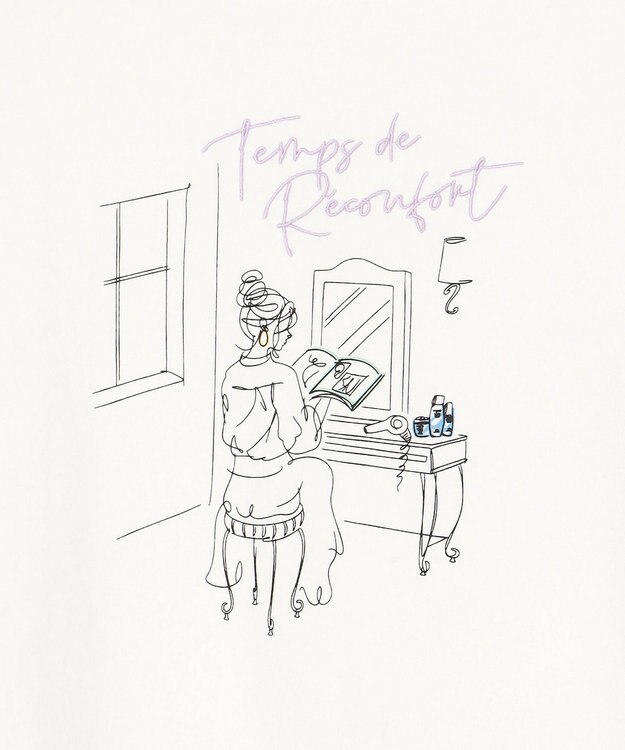 ANY SIS L 線画×刺繍ロゴ Tシャツ オフ×サロン