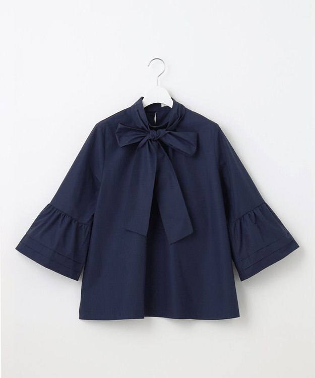Feroux 【洗える・2WAY】リボンタイチュニック ブラウス ネイビー系