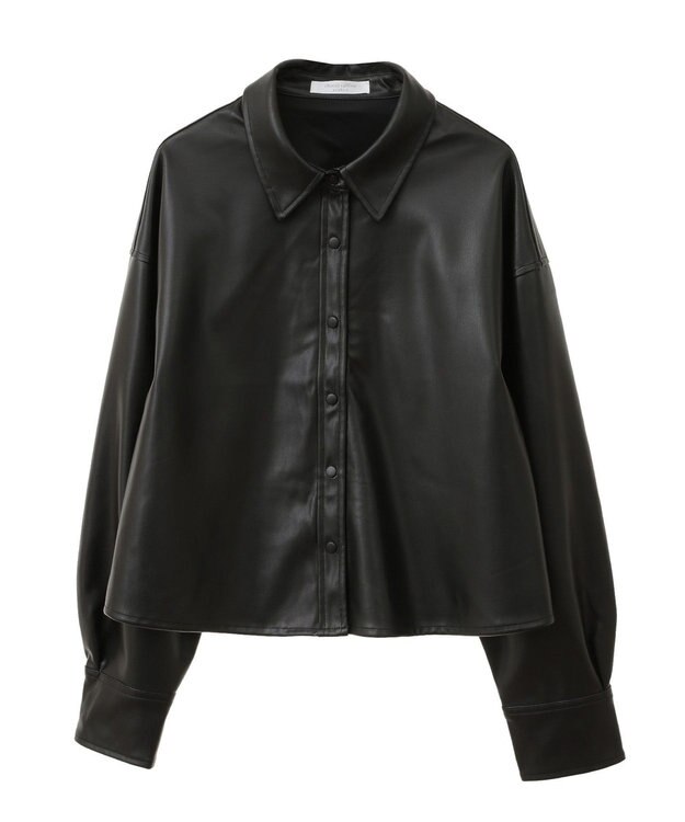 Green Parks ショート丈フェイクレザーシャツ Black