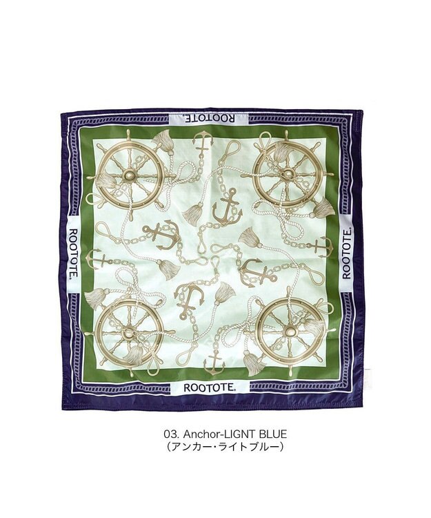 ROOTOTE 3664【エコバッグになるチャームトート】LT.トール.スカーフ-A 03：アンカー・ライトブルー