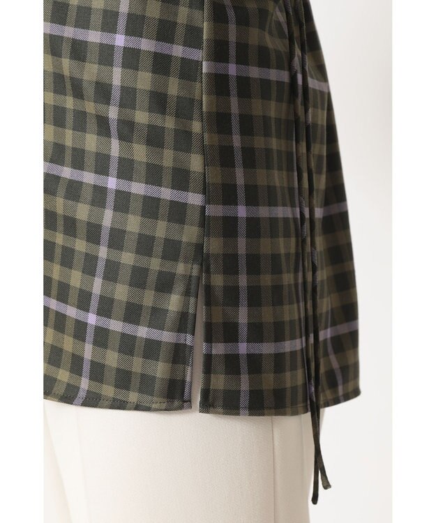 DAKS チェック ドローストリングオーバーシャツ グリーン