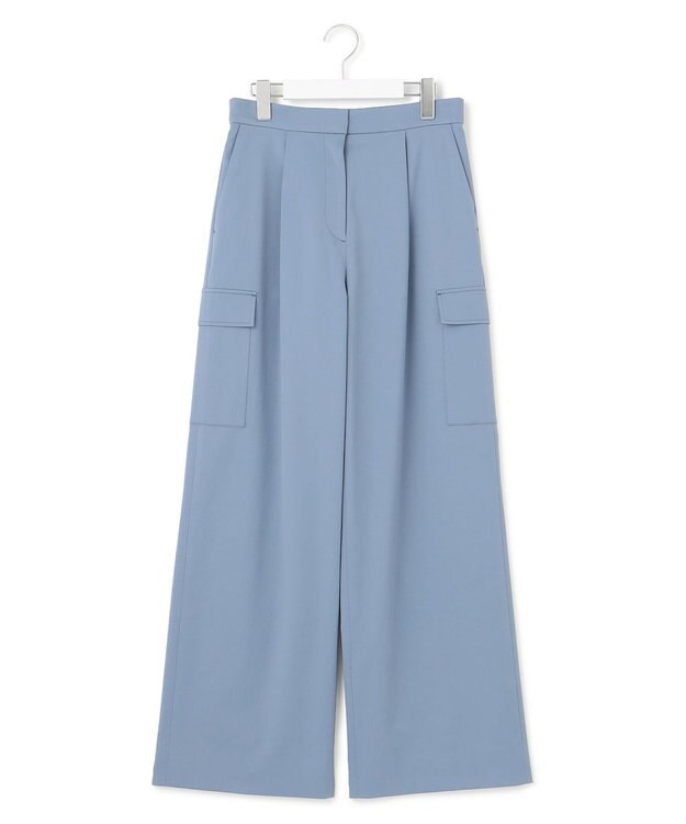 ICB 【UVカット・吸水速乾・洗える】シェルタリングドライサテン  ワイドストレートカーゴパンツ ブルー系