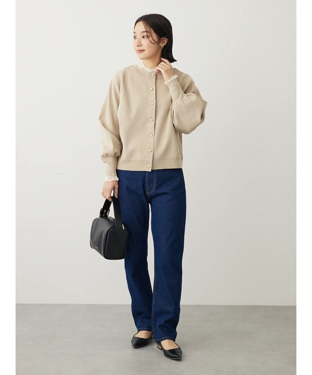 Green Parks ・ｆｕｒｒｙ　ｒａｔｅ２ｗａｙかる~いニットカーデ Light Beige