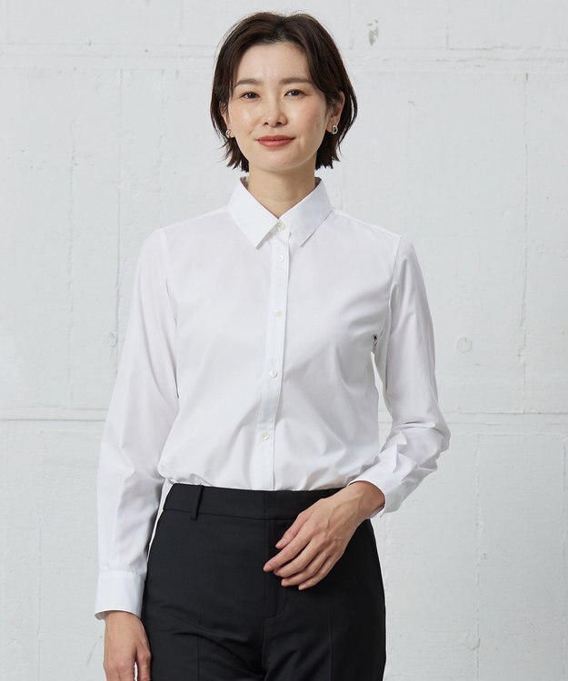 J.PRESS LADIES ホワイトブロード シャツカラーブラウス ホワイト系