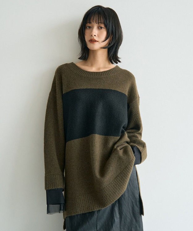 YECCA VECCA 袖レイヤードソフトニット Mix