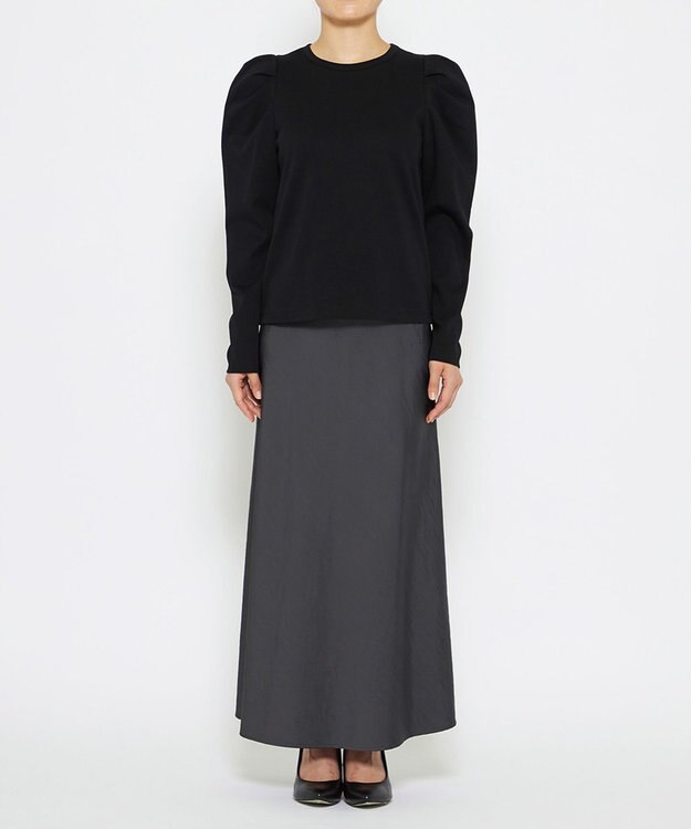 uncrave 【UVケア・接触冷感】ダブルフェイスジャージー ボリュームスリーブ カットソー(長袖)（uncrave STANDARD） ブラック